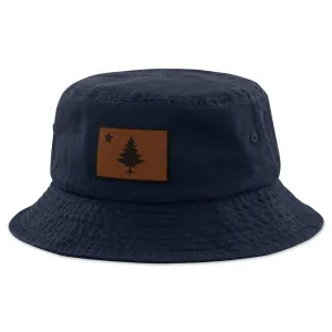 Vintage Maine Flag Leather Patch Bucket Hat