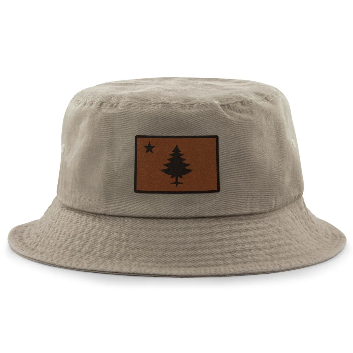 Vintage Maine Flag Leather Patch Bucket Hat