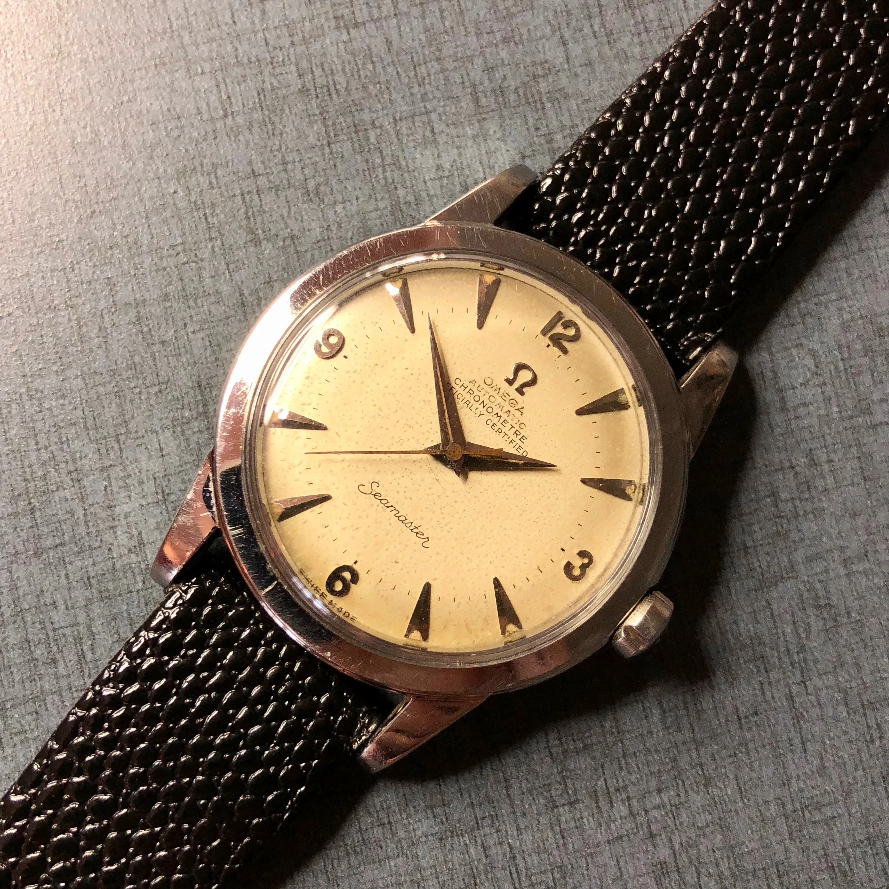 Vintage Omega Seamaster Chronometre 2577 Caliber 352 Bumper Automatic Wristwatch Box Papers 1952