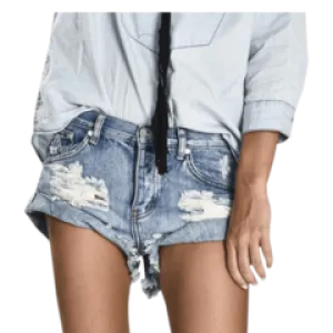 Vintage Ripped Hole Fringe Blue Denim Shorts