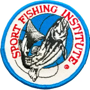 Vintage Sports Fishing Institute Blue Red White 3” Sew On Circle Patch