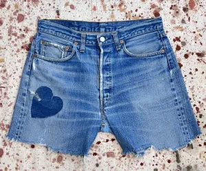 Vintage USA Single Stitch Redline Super Wash Cut Off Shorts with Heart Patch (JYJ0524-202)