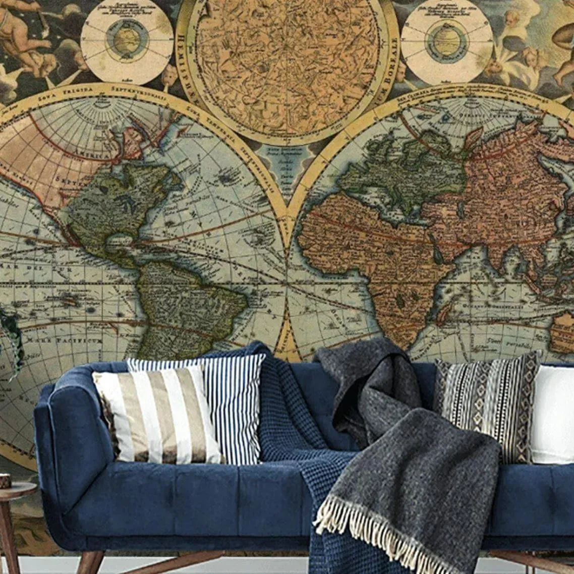 Vintage World Map Wallpaper Mural