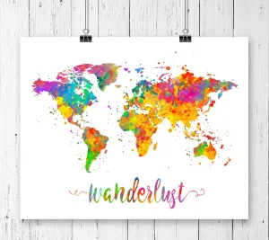 Wanderlust World Map Art Print - Unframed