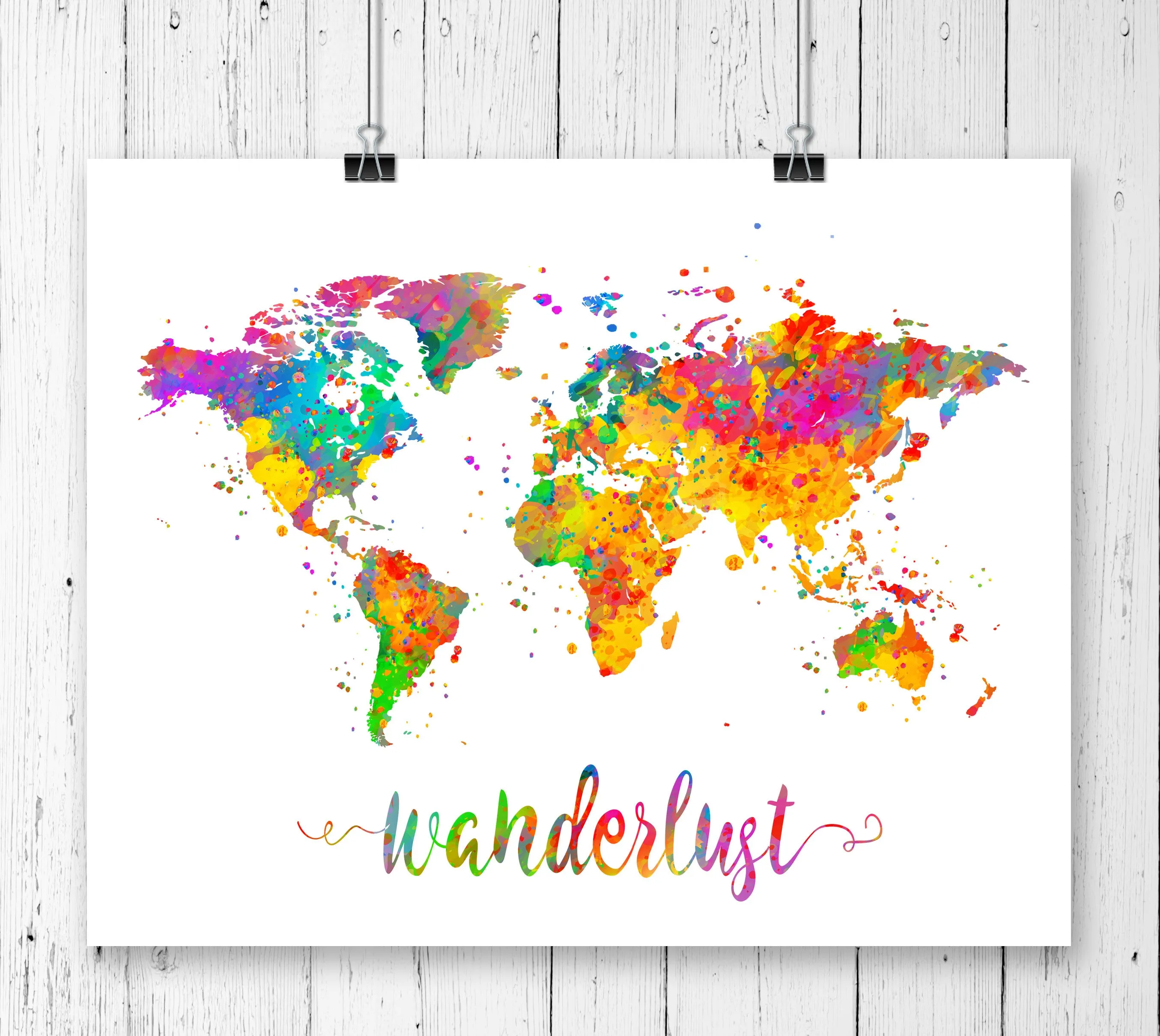 Wanderlust World Map Art Print - Unframed