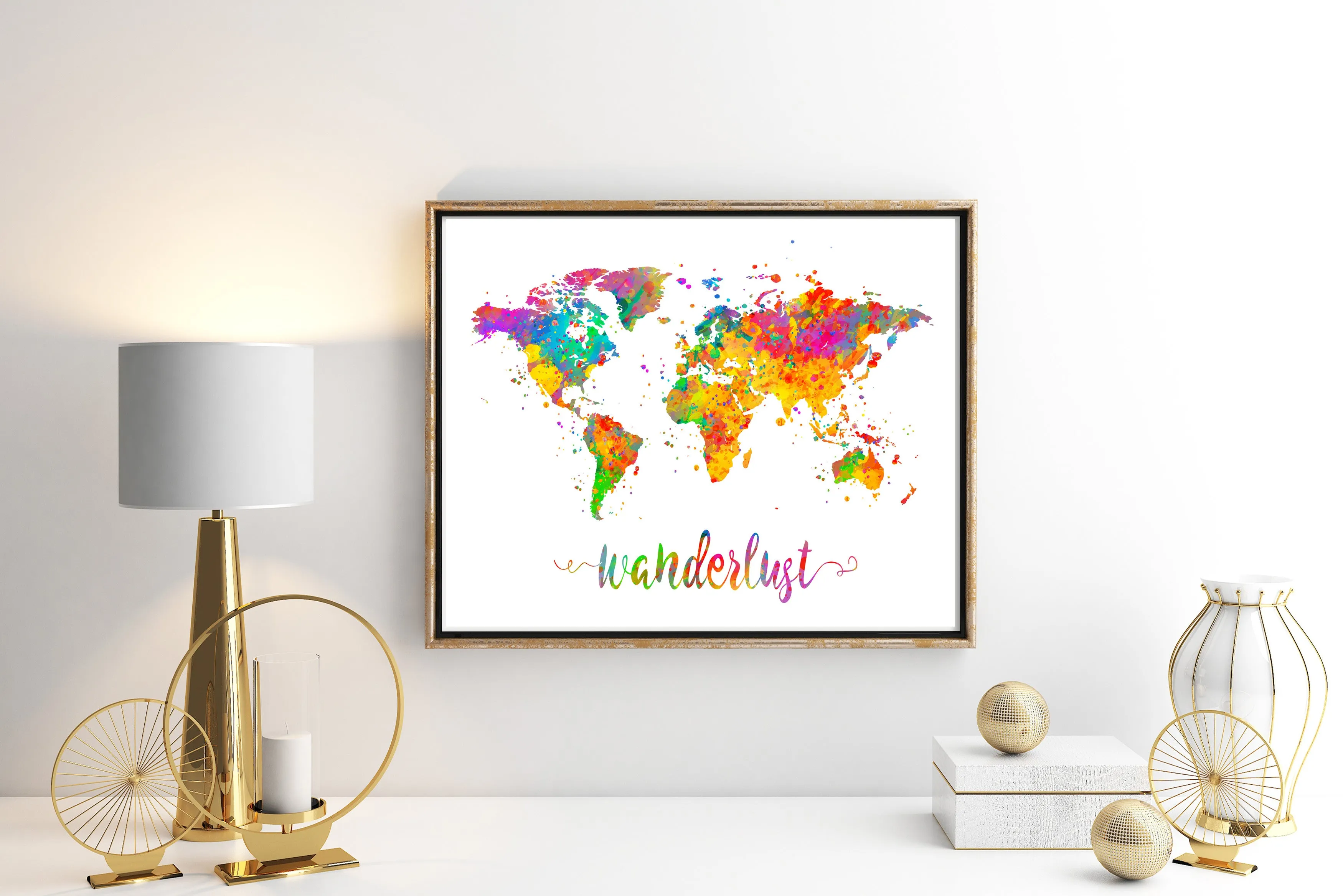 Wanderlust World Map Art Print - Unframed