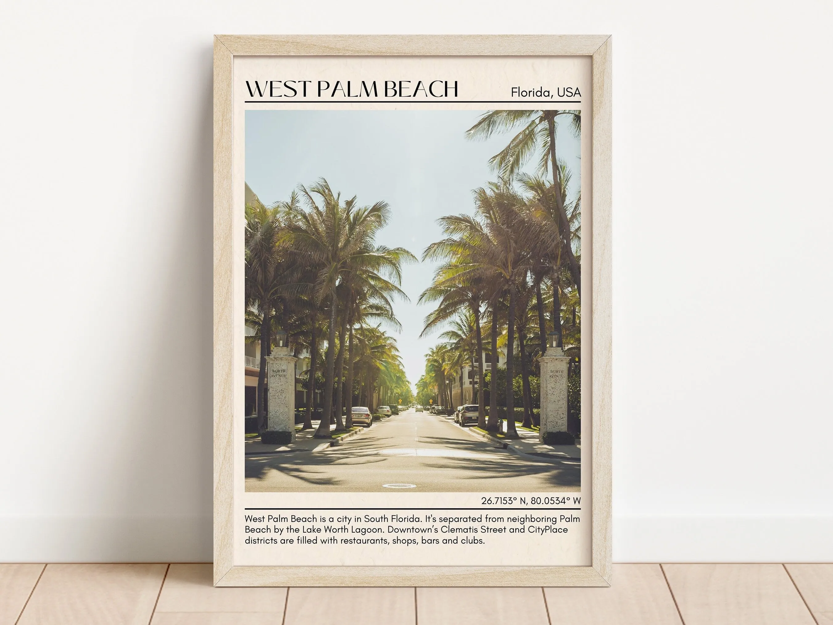 West Palm Beach Minimal Wall Art, Florida, USA