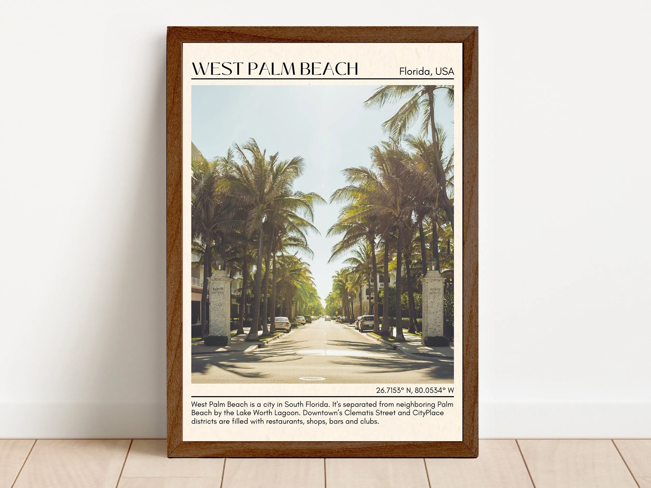 West Palm Beach Minimal Wall Art, Florida, USA
