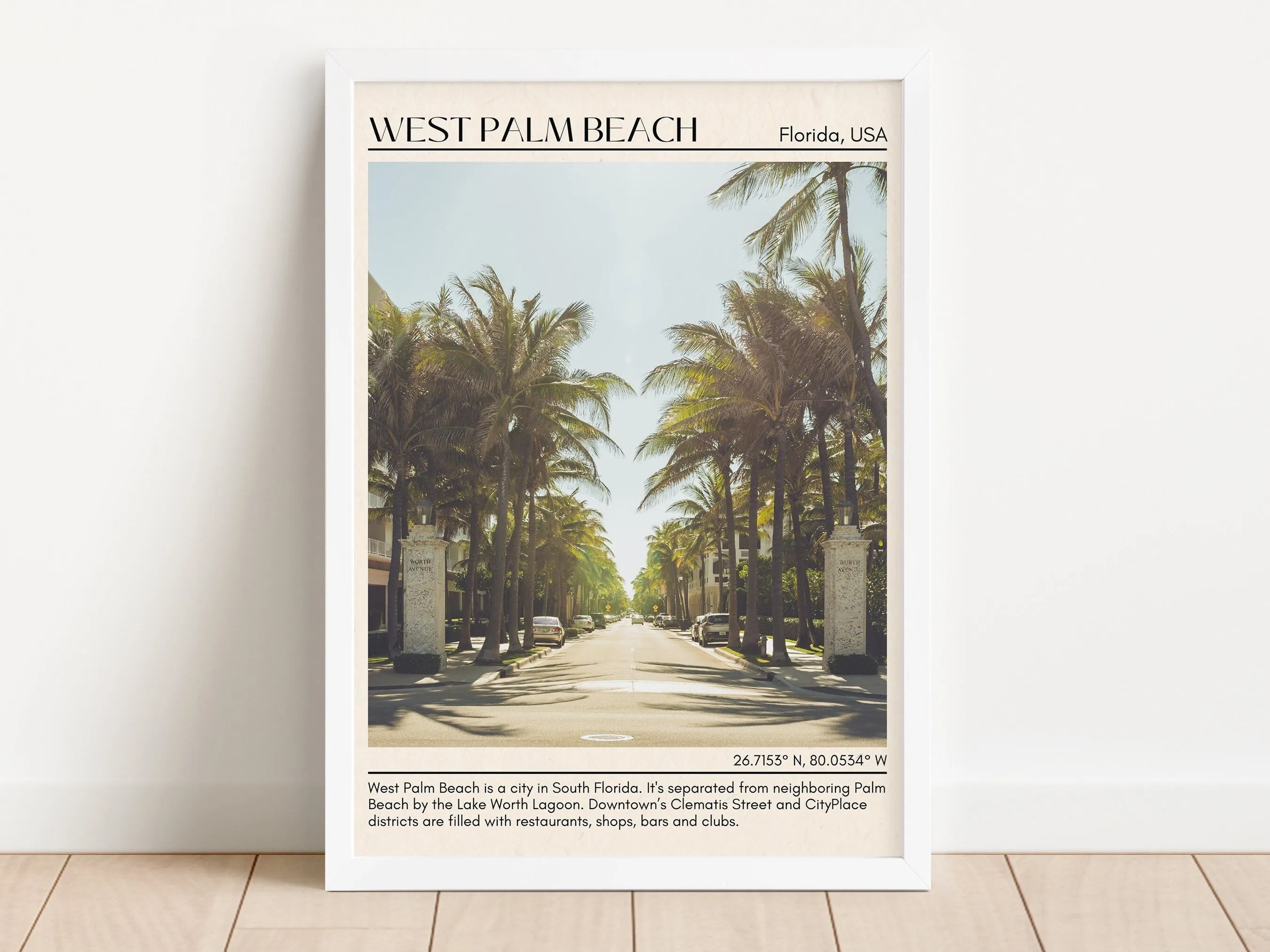West Palm Beach Minimal Wall Art, Florida, USA
