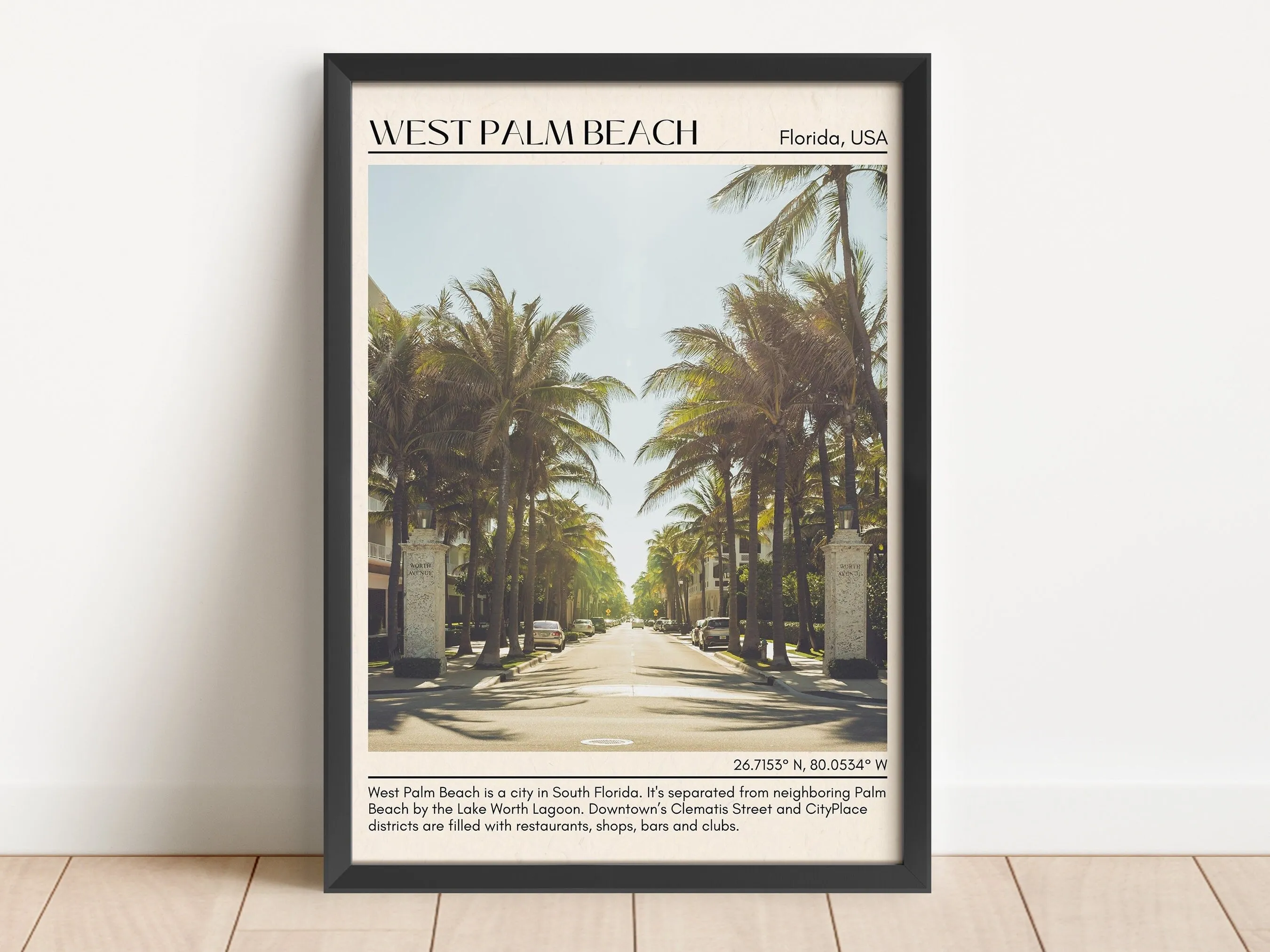 West Palm Beach Minimal Wall Art, Florida, USA