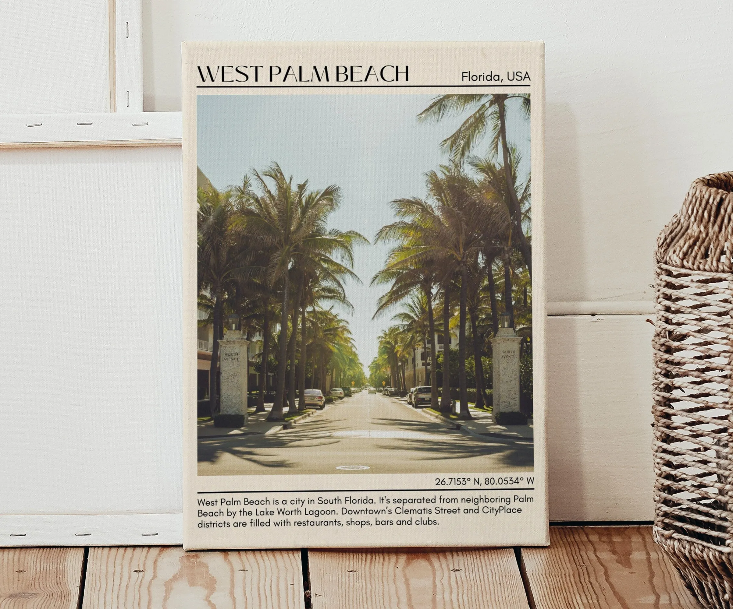 West Palm Beach Minimal Wall Art, Florida, USA