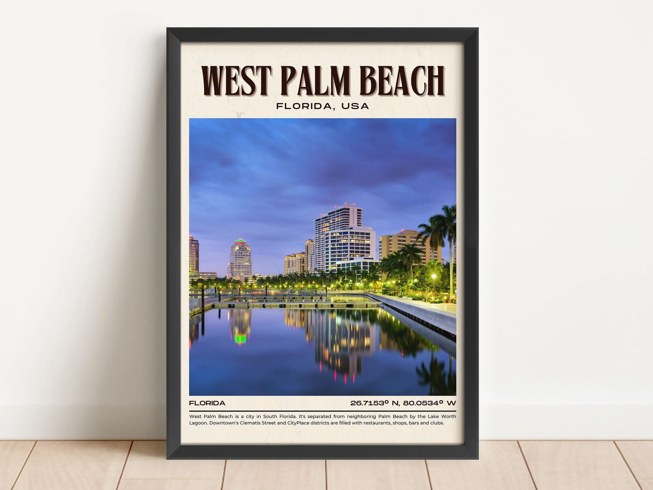 West Palm Beach Vintage Wall Art, Florida, USA
