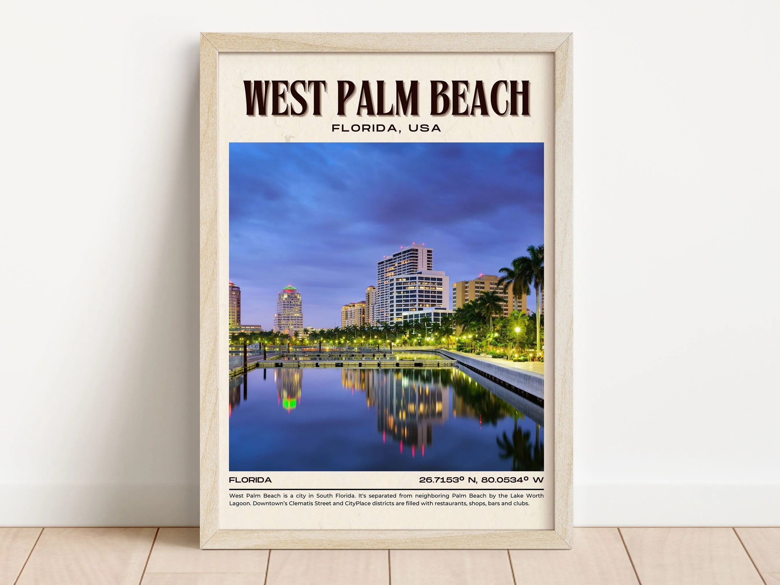 West Palm Beach Vintage Wall Art, Florida, USA