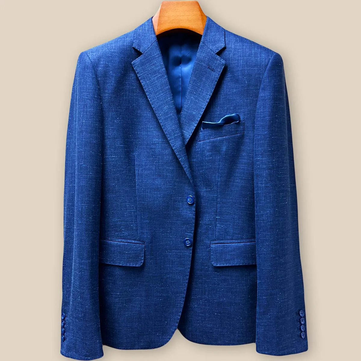Westwood Hart Dark Blue Linen Wool Blend Plain Weave Men's Sport Coat