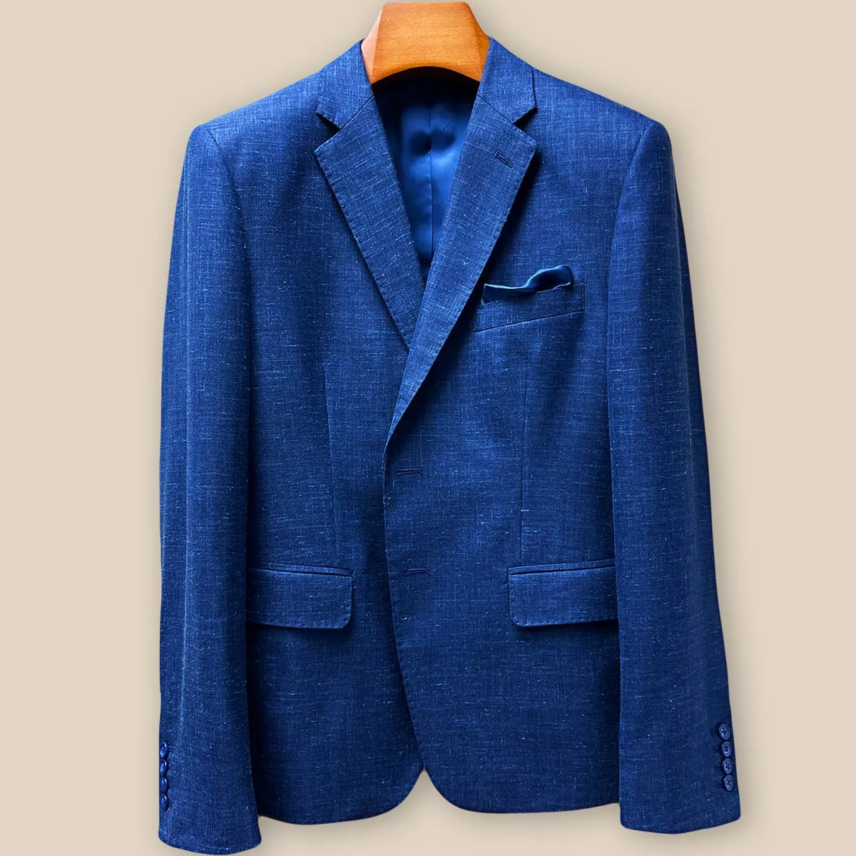 Westwood Hart Dark Blue Linen Wool Blend Plain Weave Men's Sport Coat