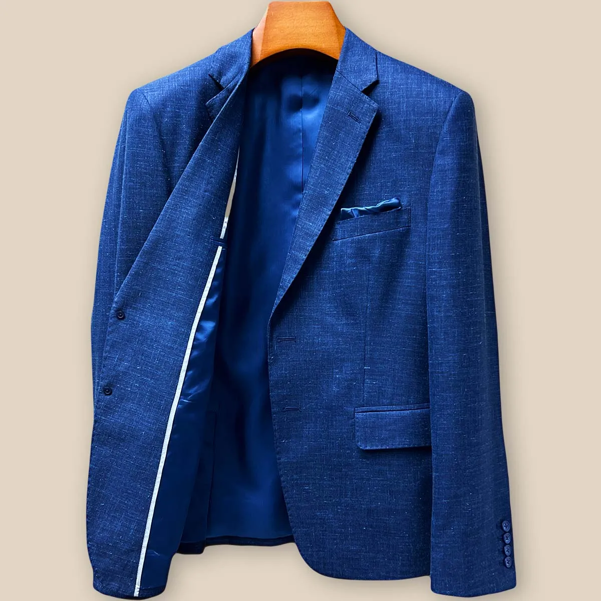 Westwood Hart Dark Blue Linen Wool Blend Plain Weave Men's Sport Coat