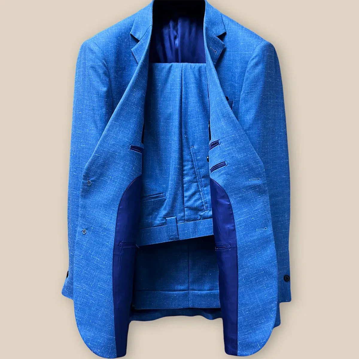 Westwood Hart Light Blue Linen Men's Suit