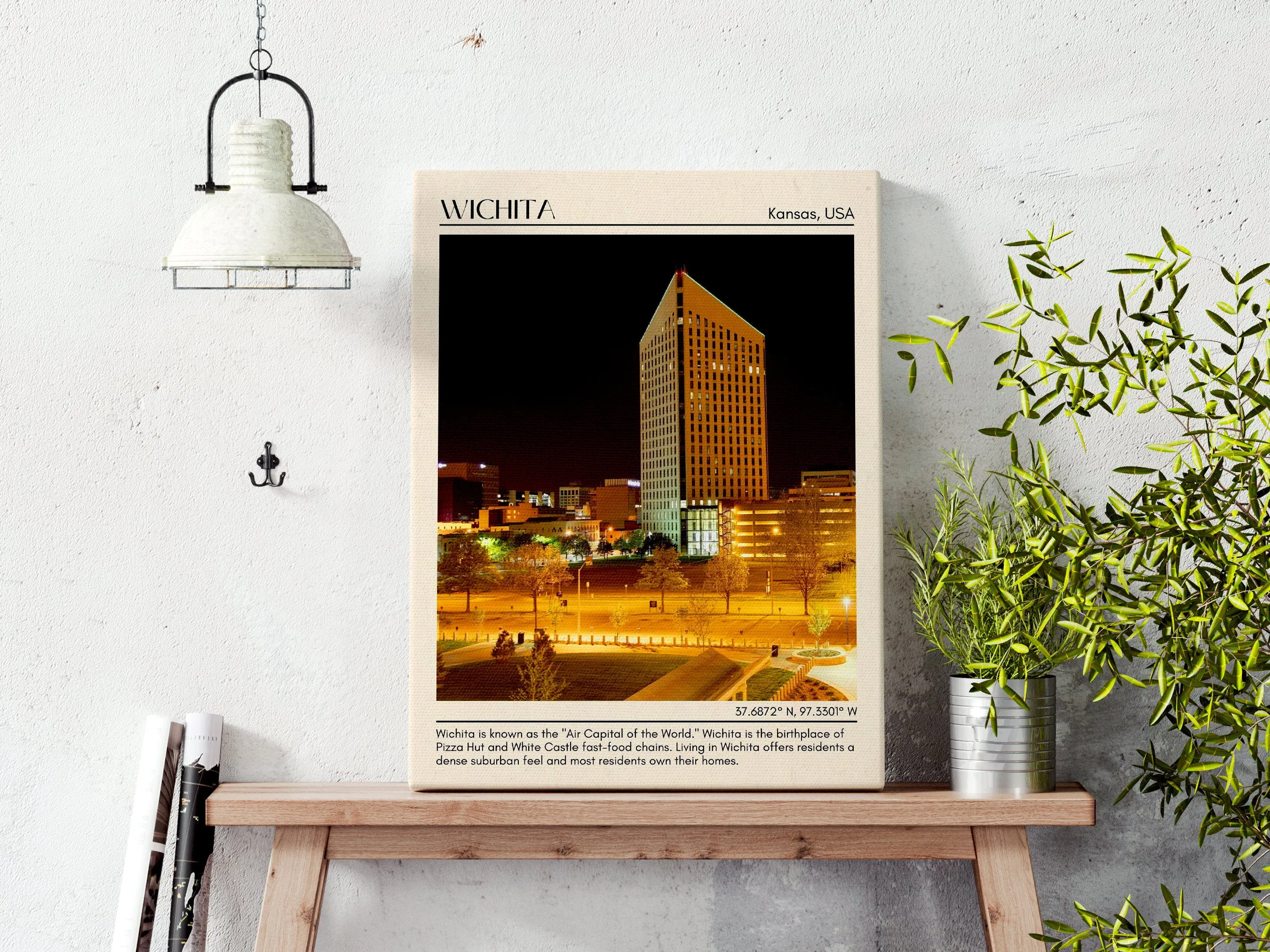 Wichita Minimal Wall Art, Kansas, USA