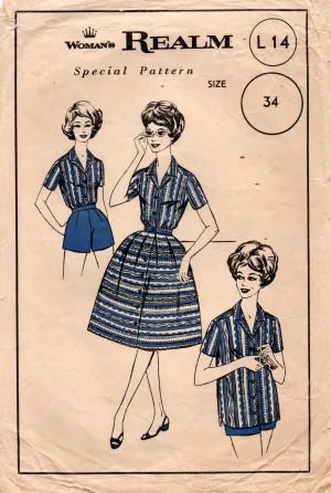Woman's Realm L14 Womens Shirt Shorts & Skirt 1960s Vintage Sewing Pattern Bust 34 inches