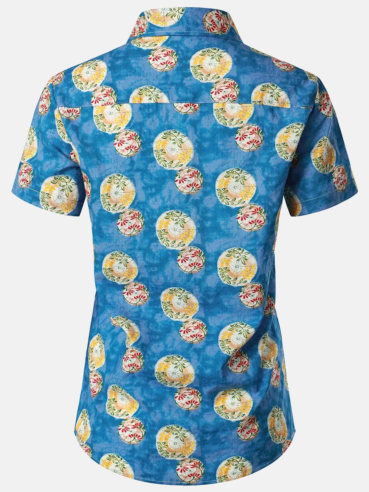 Women's Floral Print Blouse Flower Hawaiian Cotton Beach Summer Aloha Short Sleeve Shirt
