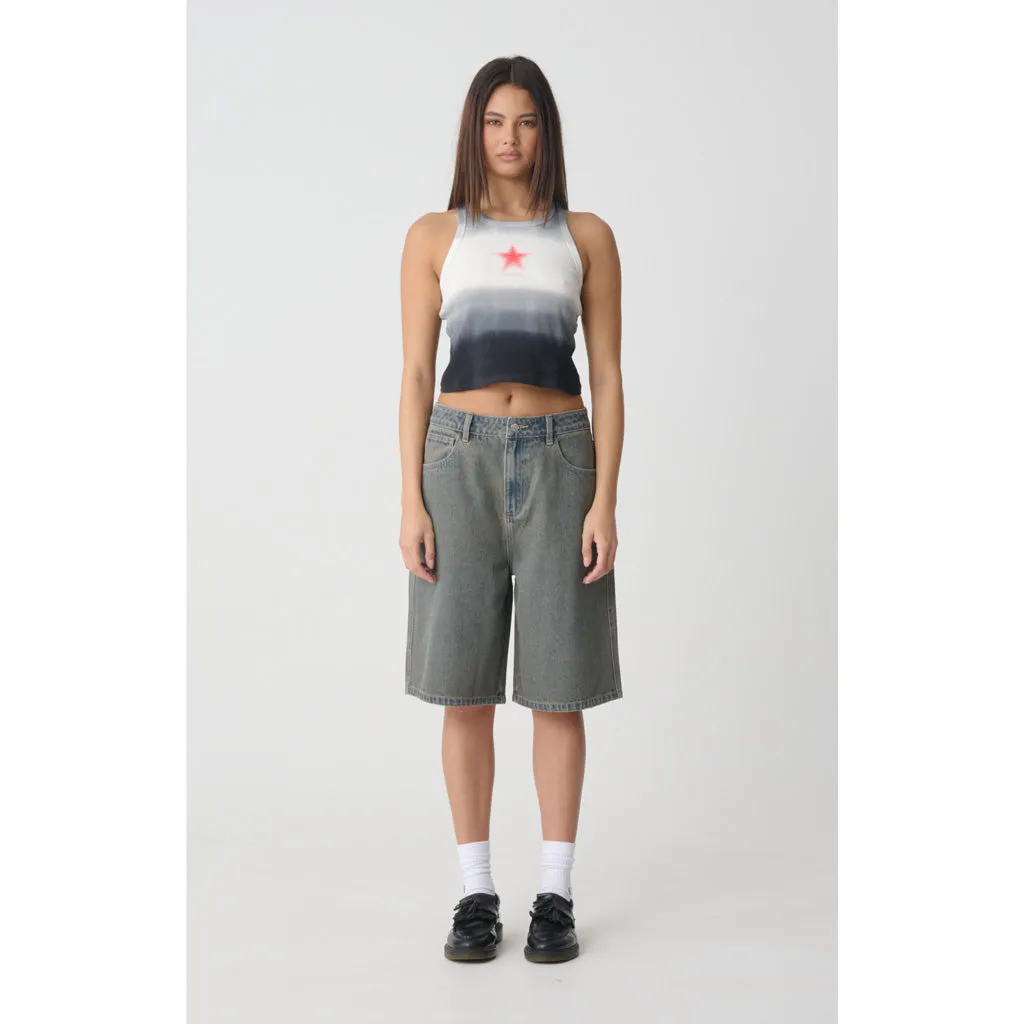 X-GIRL GORDON SPRAY BAGGY SHORTS - VINTAGE PINK BLUE