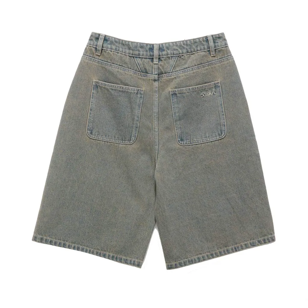 X-GIRL GORDON SPRAY BAGGY SHORTS - VINTAGE PINK BLUE