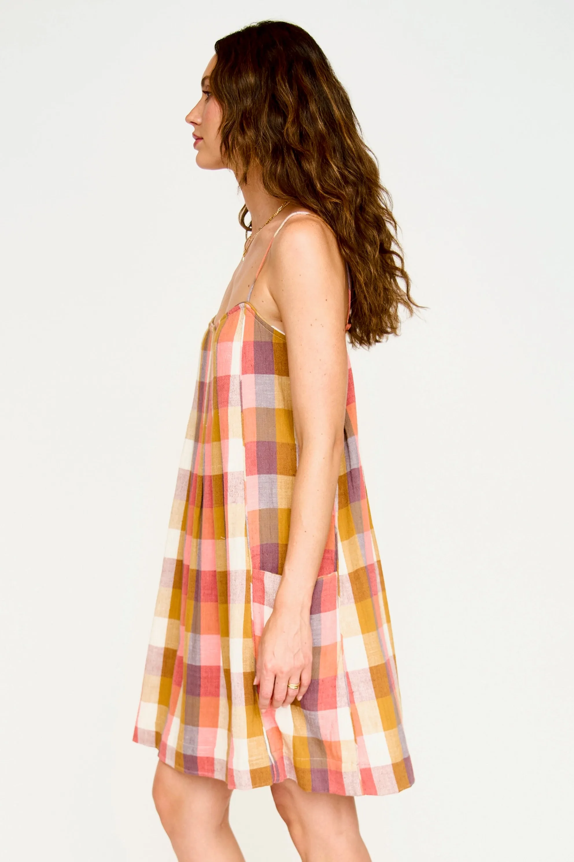 Zuma Short Dress in Sunset Plaid