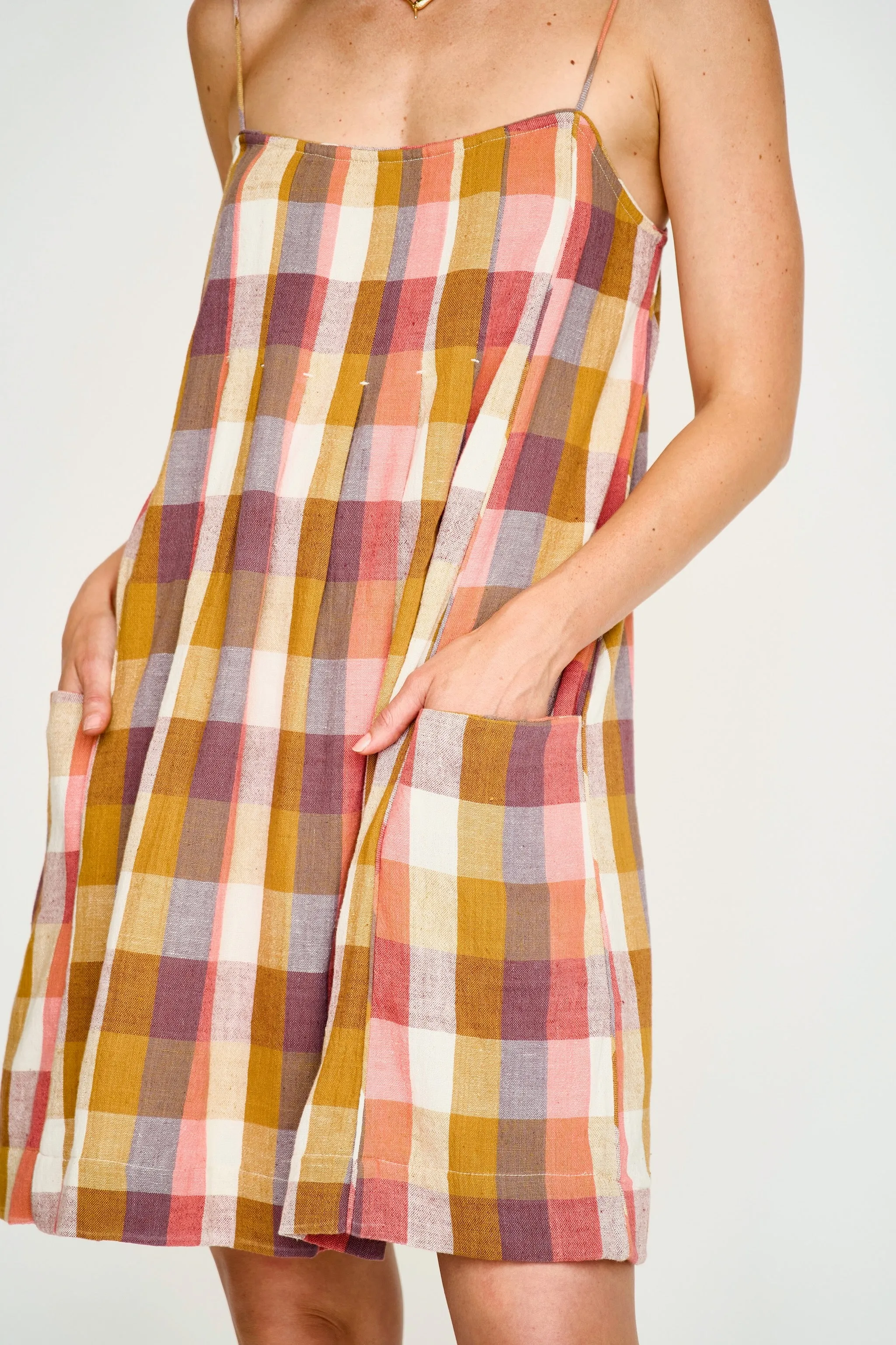 Zuma Short Dress in Sunset Plaid