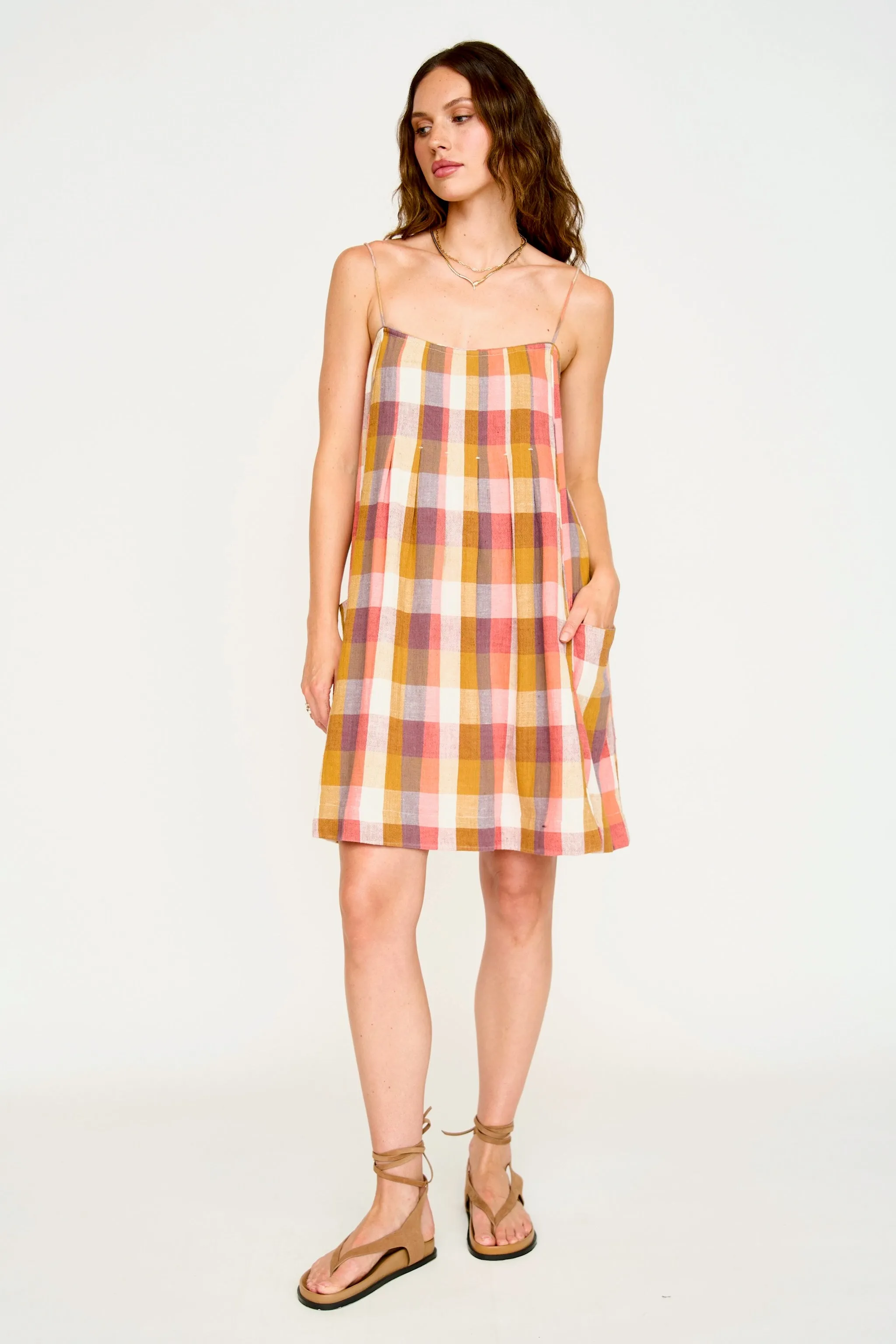 Zuma Short Dress in Sunset Plaid
